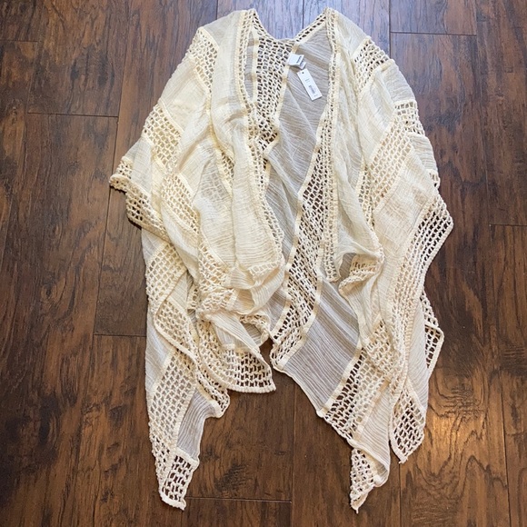 Sonoma Sweaters - Sonoma Ivory Crochet Poncho/Shawl
